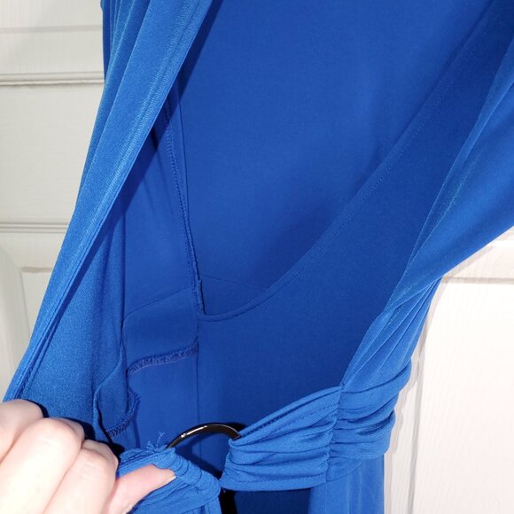 EXPRESS Faux Wrap Mini Blue Dress cap sleeves XS - Picture 8 of 8